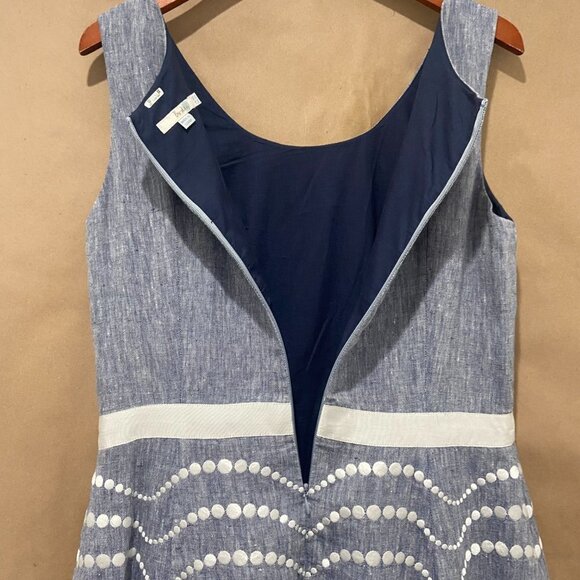 Boden 100% Linen Blue Summer Fun Dress Size 12L - Picture 6 of 12